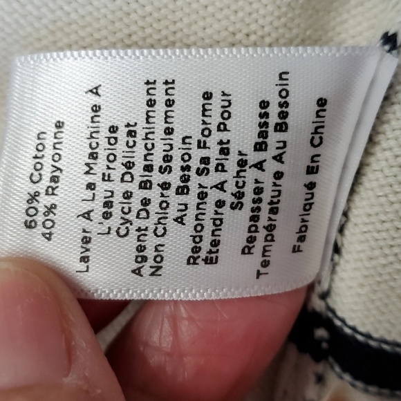 TALBOTS, striped cream, and black. Little ruffle. Size medium P. Lightwei… - Picture 9 of 9